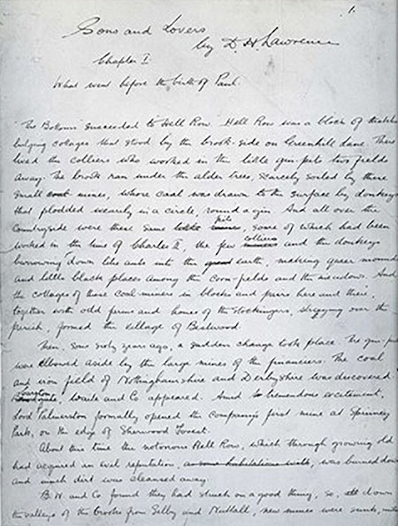 manuscript for Sons and Lovers